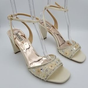 Badgley Mischka Tayten Block Heel Sandals, Ivory, Women's Size 11